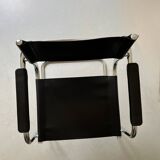 Chrome and black leather chair with armrests after M. Breuer, design 1970
