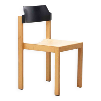 Vintage chair all black wood and beech by Rainer Schell, Germany 1960s