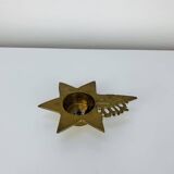 Vintage gold brass star candle holder