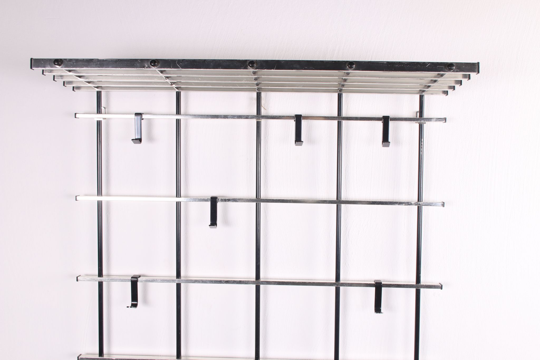 Vintage chrome color aluminum wall coat rack 1950s