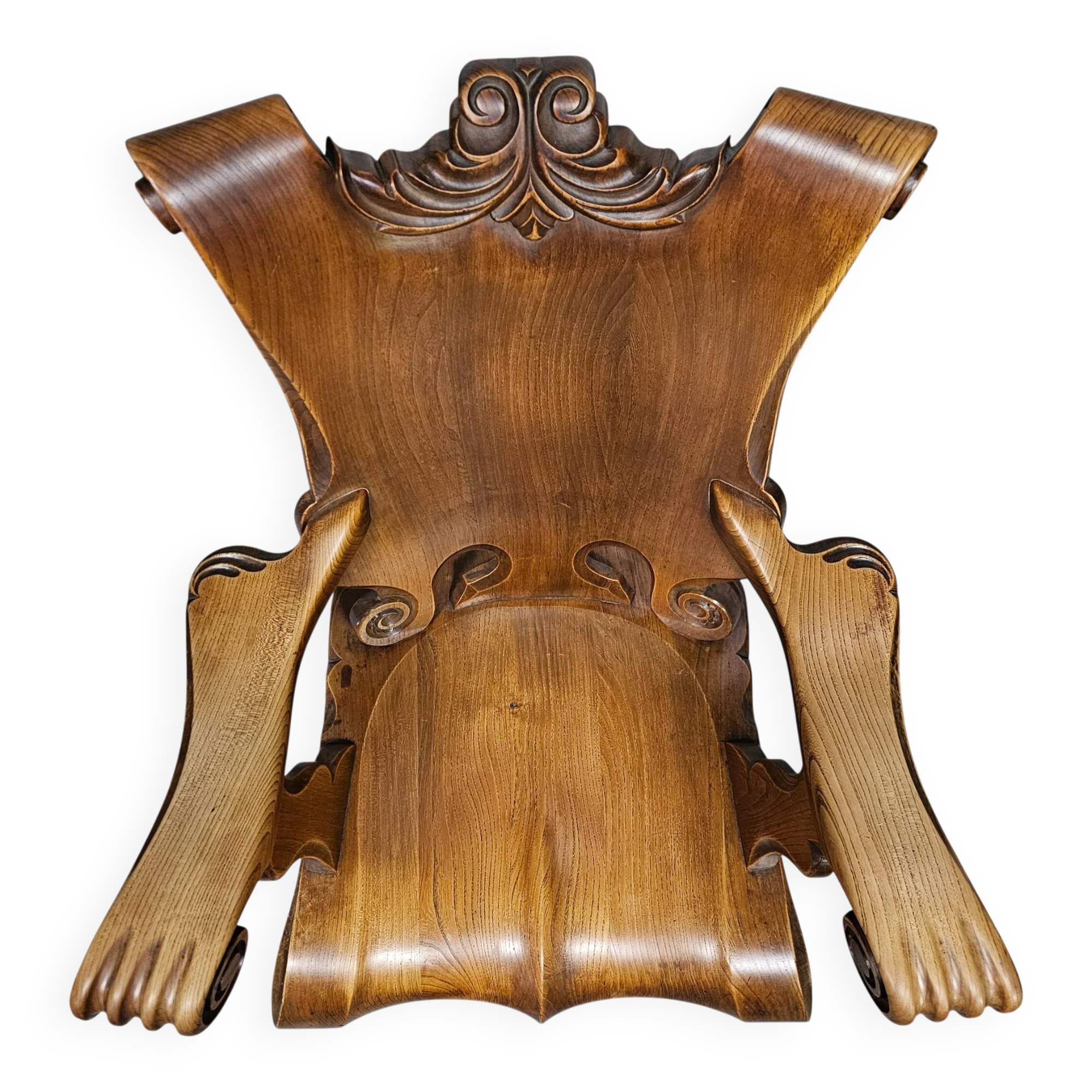 4 x large oak claw armchairs 1960s