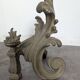 Pair of rocaille bronze andirons in Louis XV style