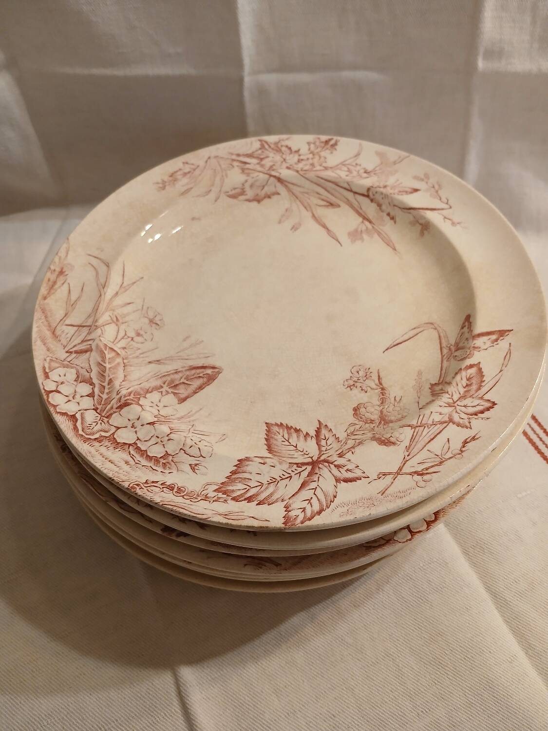 10 antique ironstone dinner plates