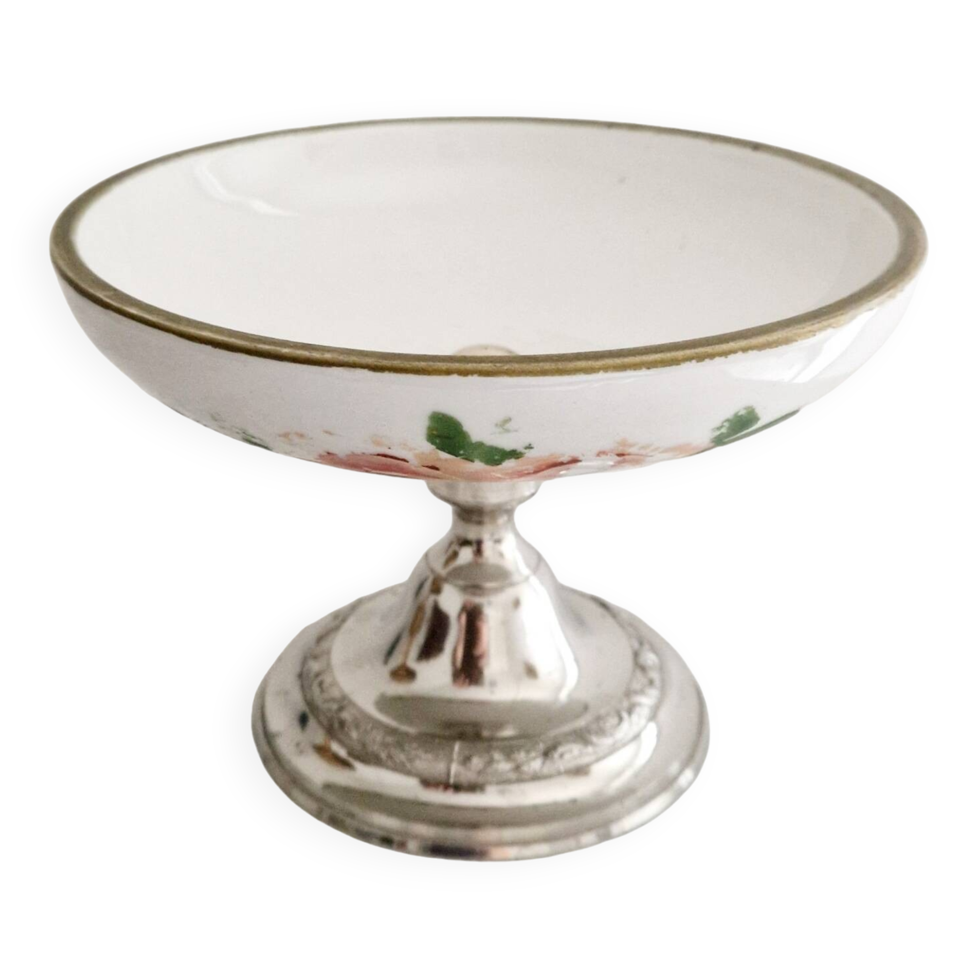 Porcelain cup on silver metal foot