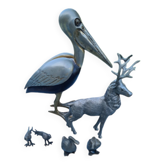 Metal animal statuettes