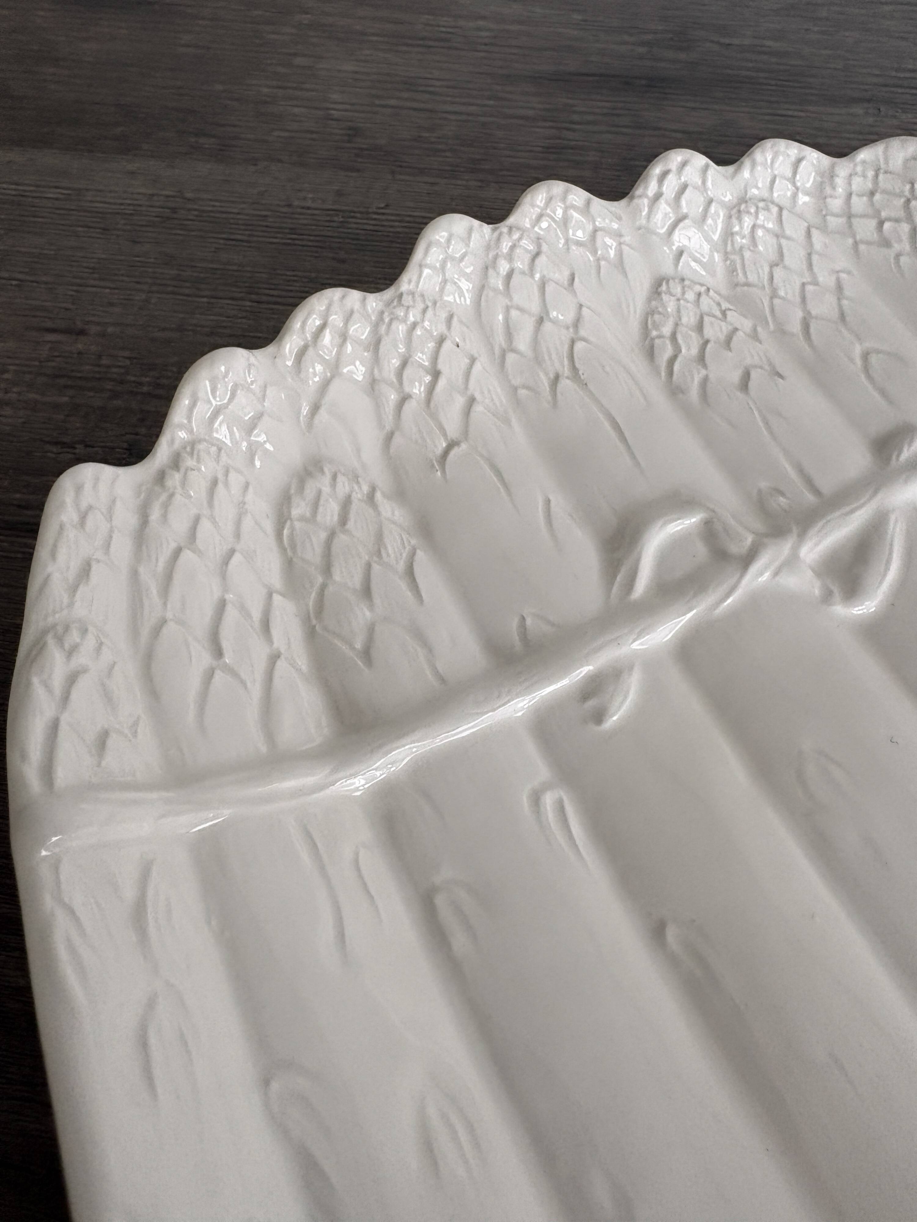 Vintage White Ceramic Asparagus Dish