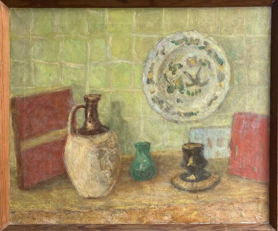 ANCIENT PAINTING Still Life, Unsigned, 20th Century, Oil On Canvas, 55x68cm, With Frame
