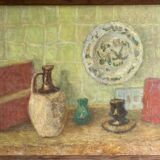 ANCIENT PAINTING Still Life, Unsigned, 20th Century, Oil On Canvas, 55x68cm, With Frame