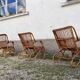 Trio de 3 fauteuils chaises rotin bambou vintage 1950