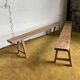Duo of oak farm benches