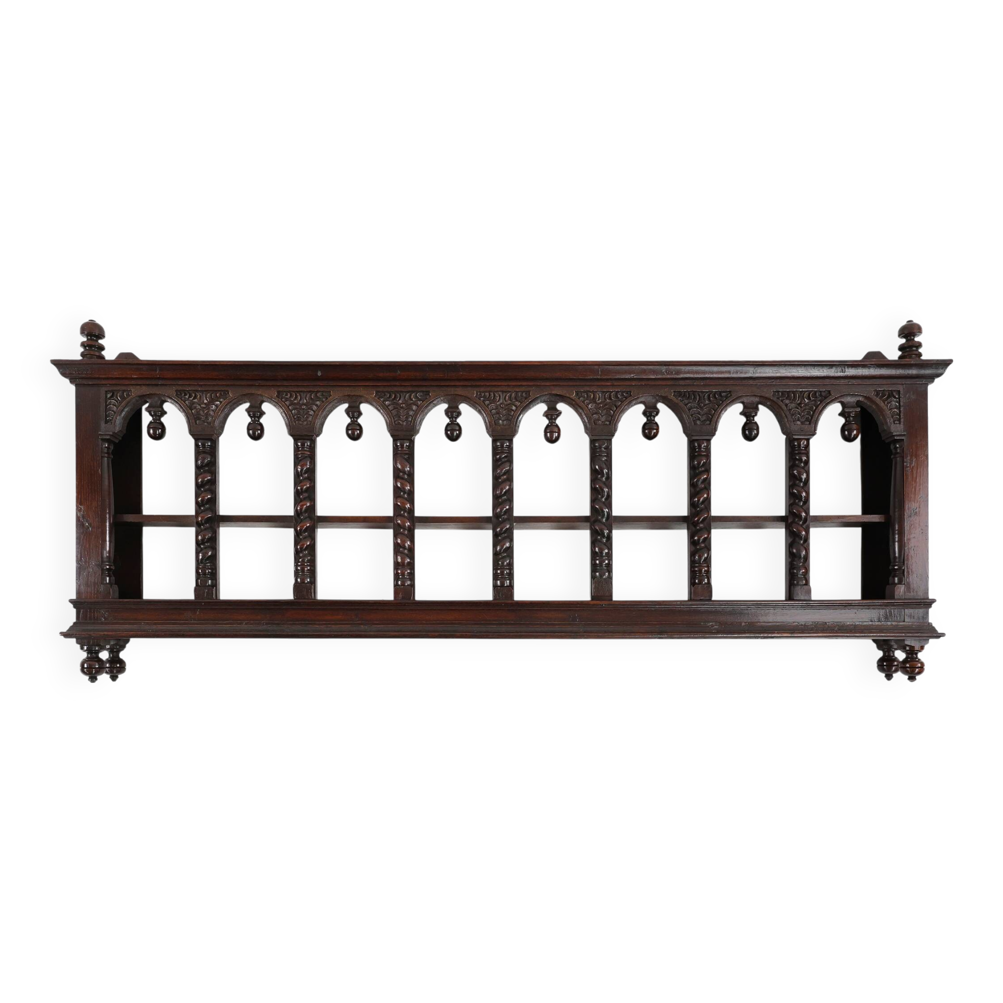 16th Century gothic style hand carved wall mount rack
