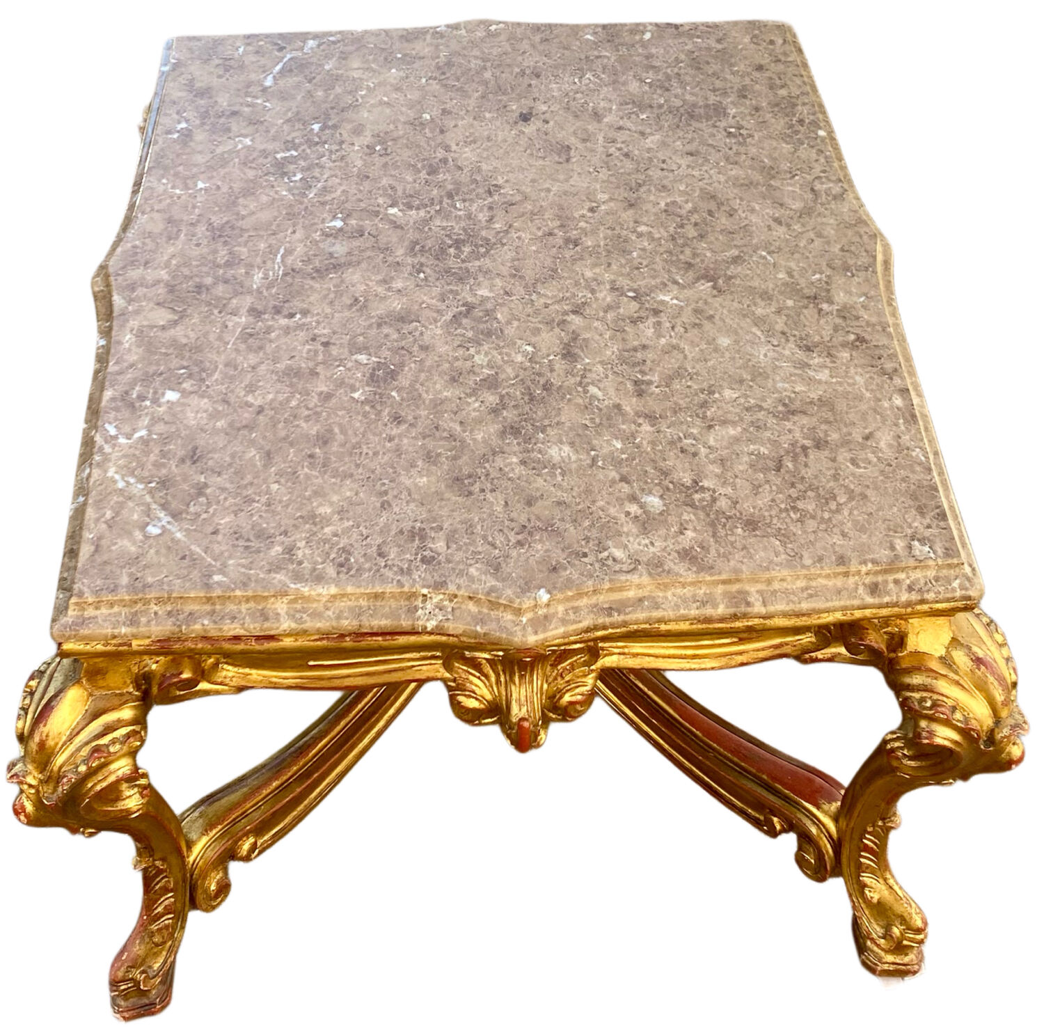 Table de milieu en bois doré table basse Louis XVI