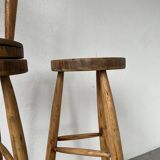 Set of three high tripod farmhouse stools