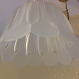 Pair of pendant lamps bell in frosted glass style art deco