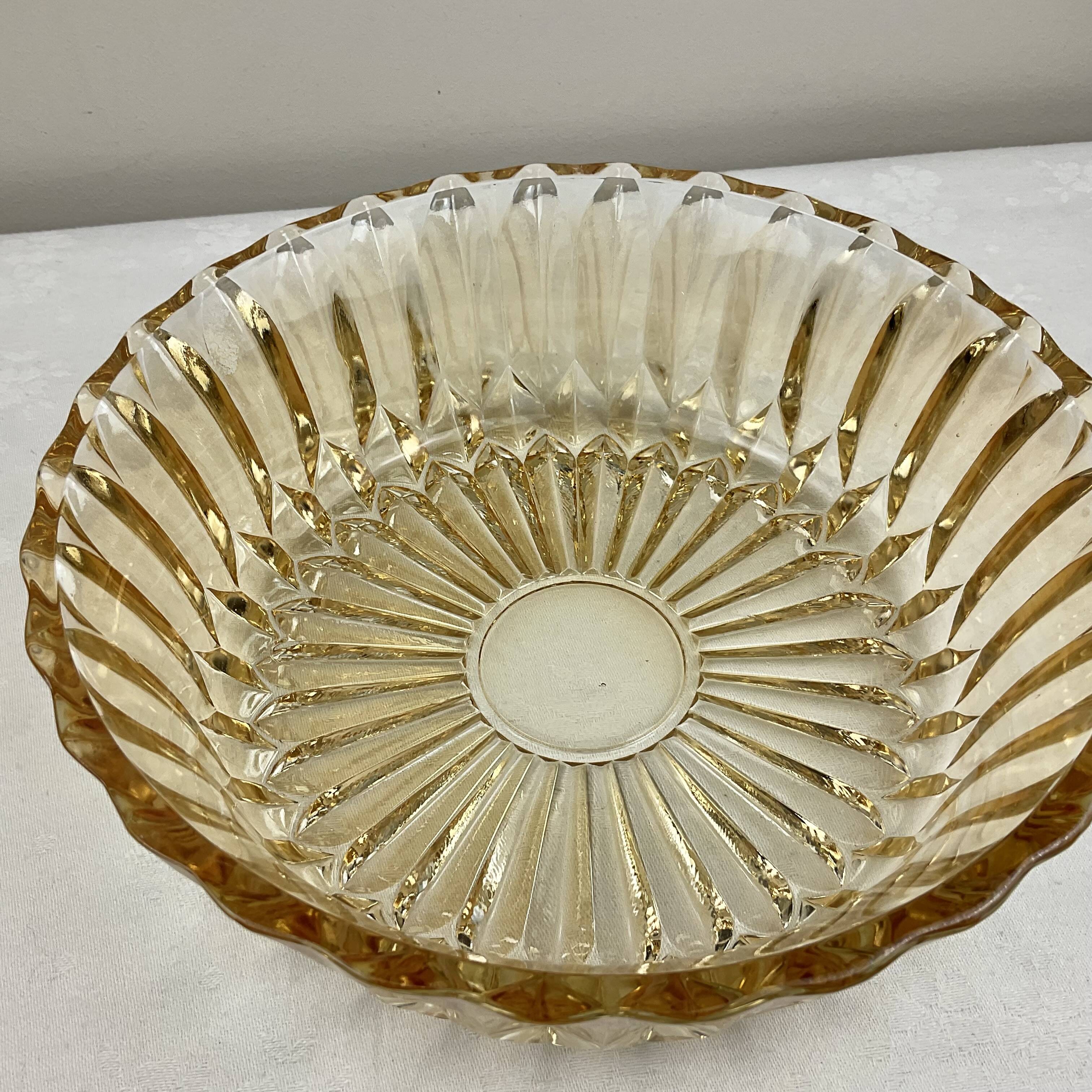 Retro/Vintage Molded Amber Glass Salad Bowl