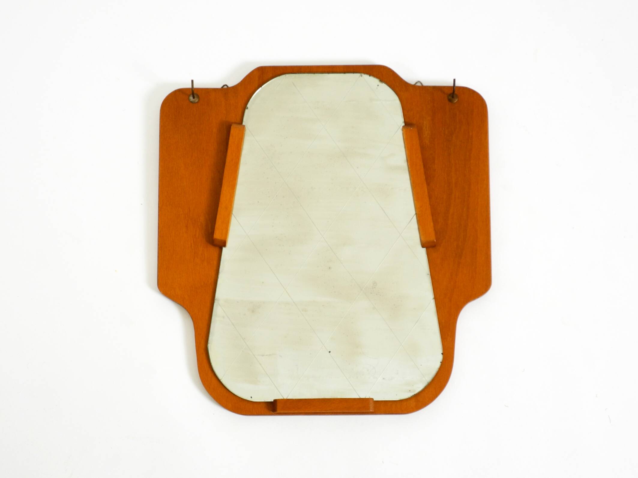 1930s Wall Mirror, Teak and Plywood, Abstract Design, Germany