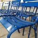 14 blue metal bistro chairs