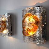 Pair of Mazzega Murano Space age wall lights Italy 1970