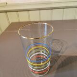 Suite of 6 vintage glasses with multicolored stripes