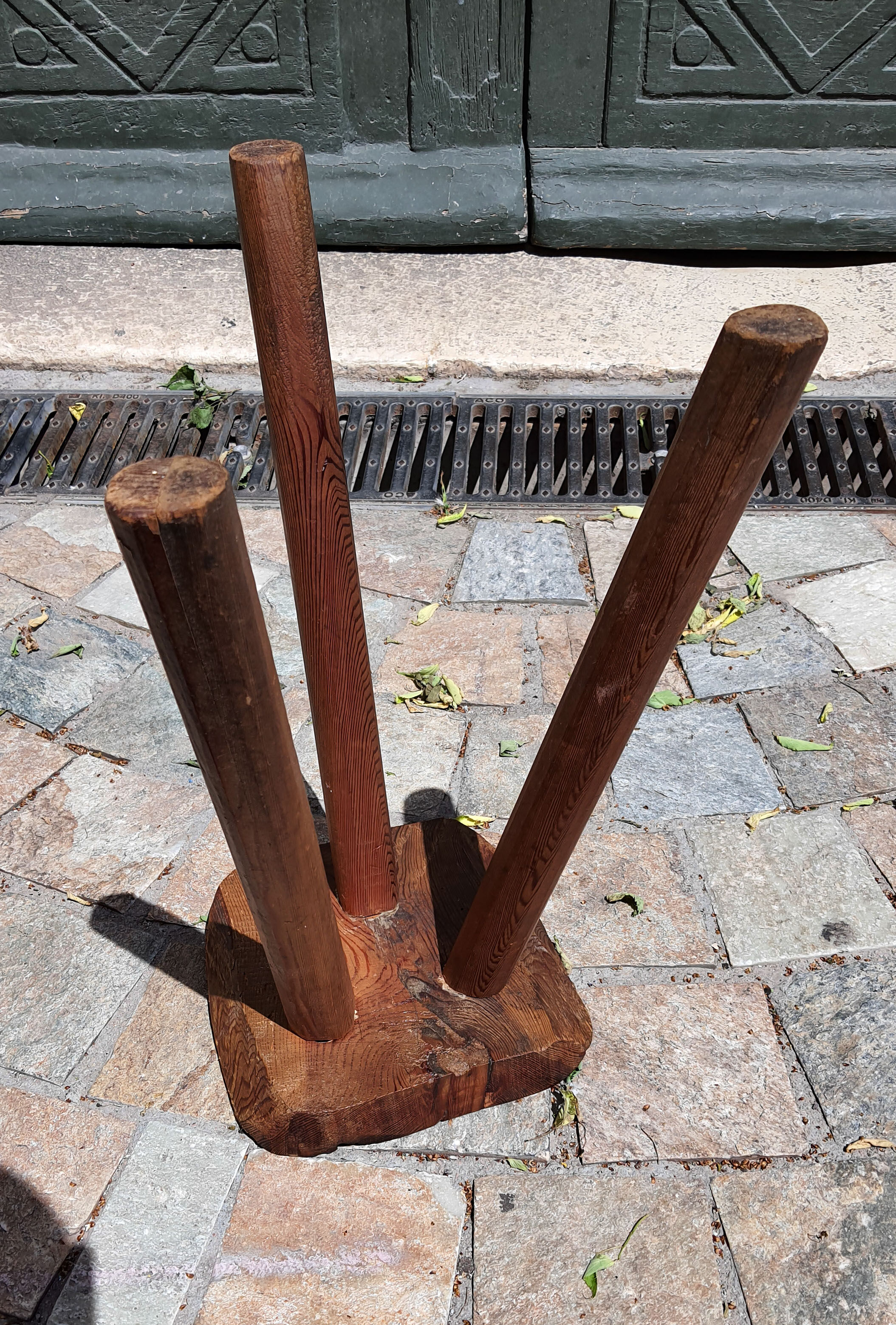 Brutalist solid wood trepied stool