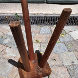 Brutalist solid wood trepied stool