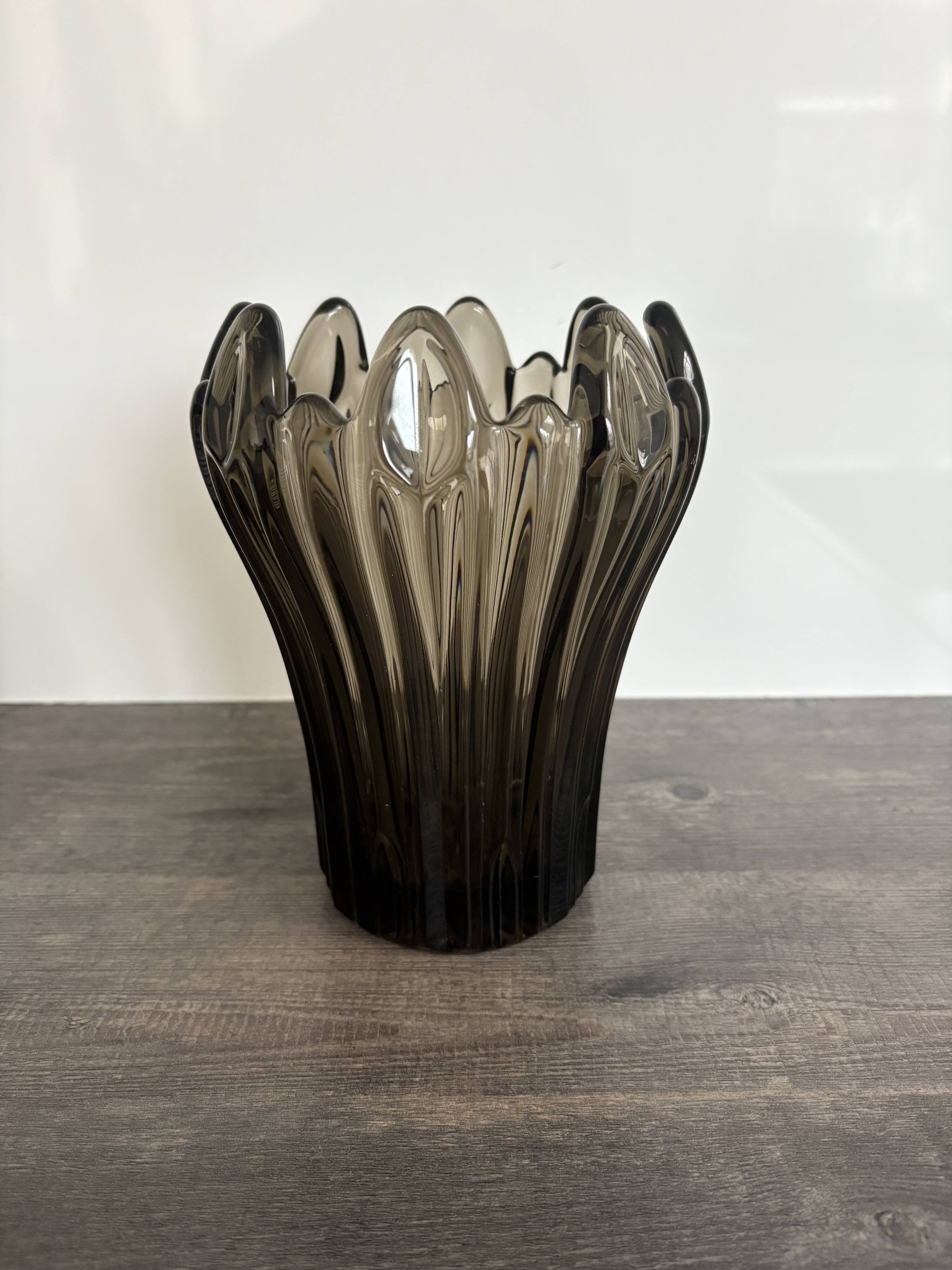 Vintage Schneider Fumé Crystal Vase - 1960s