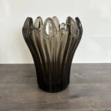 Vintage Schneider Fumé Crystal Vase - 1960s