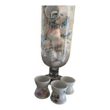 Set of 3 old diabolo egg cups