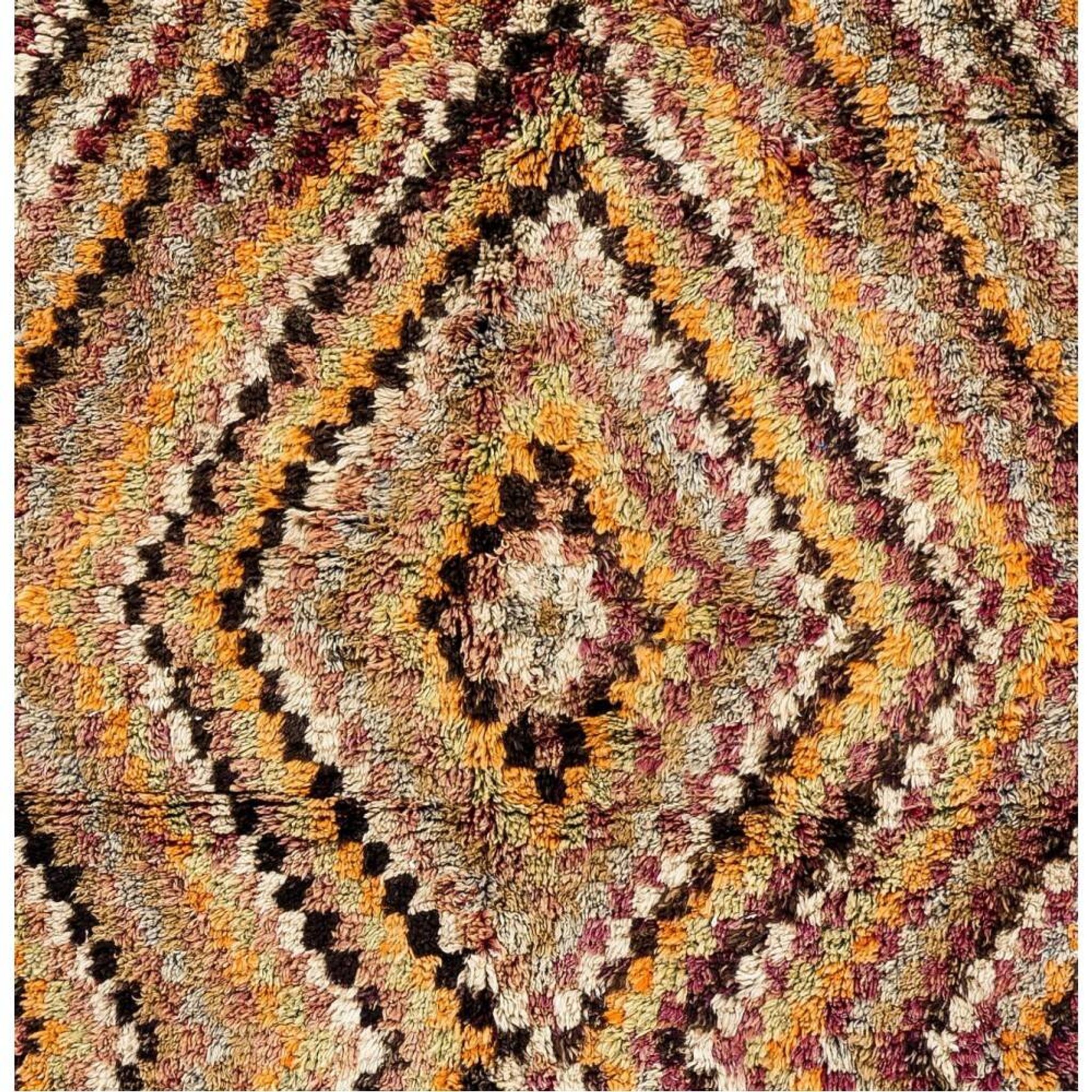 Vintage Hand-Knotted Turkish Tulu Runner Rug with Geometric Diamond Design in Earthy Colors, 100% Wool