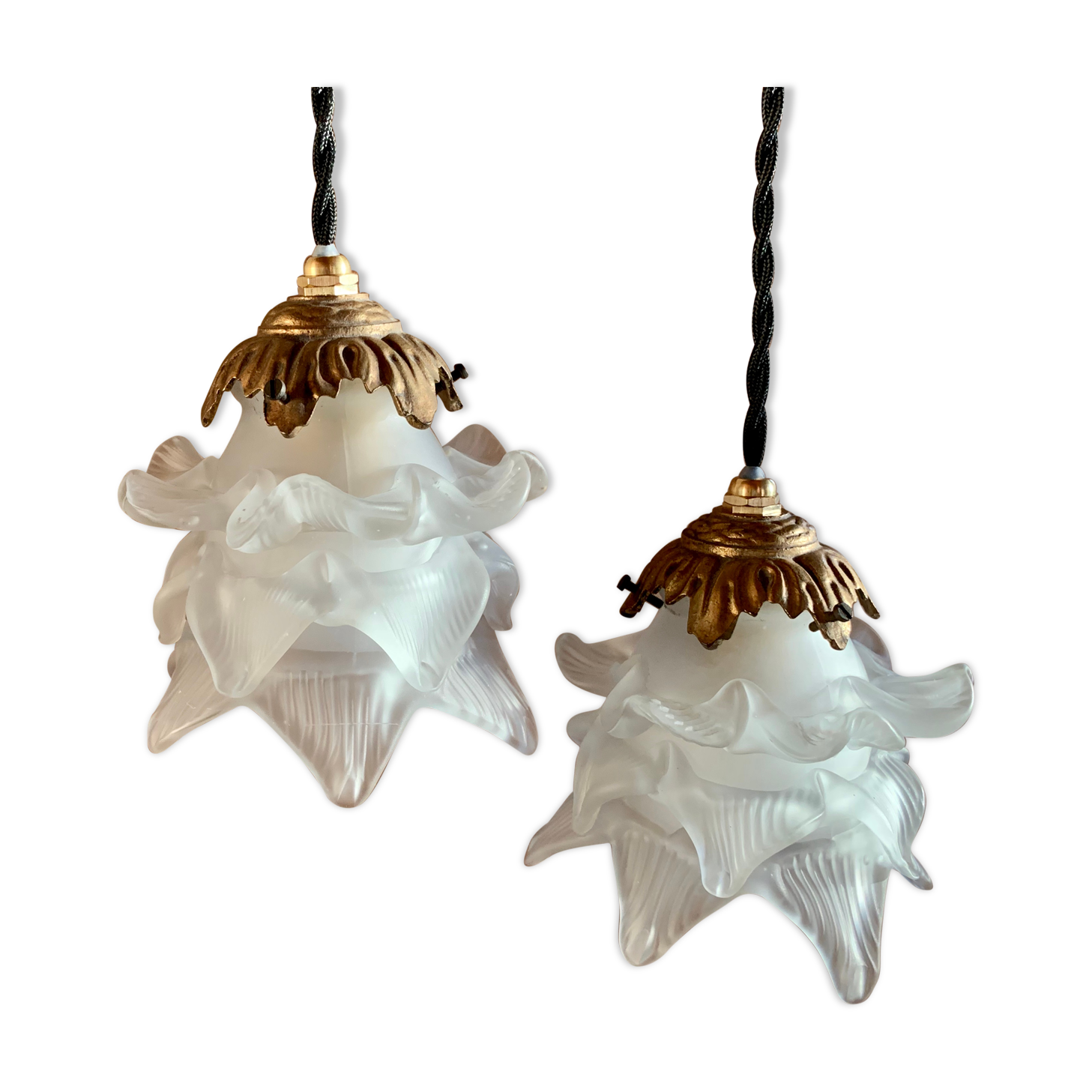 Pair of Art Deco pink tulips walkers