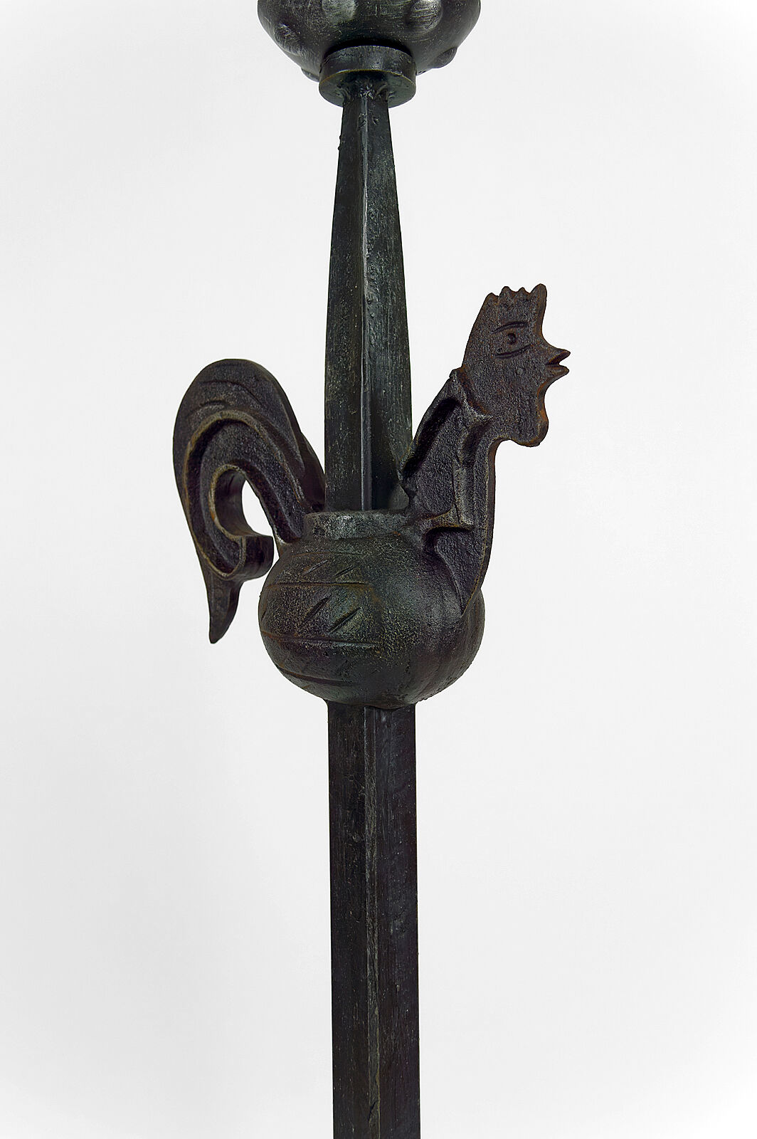 Floor lamp with wrought iron rooster by Jean Touret for the Ateliers Marolles, circa 1950