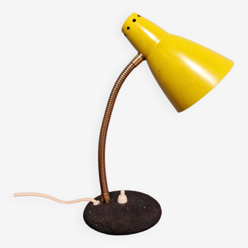 Lampe cocotte articulée en laiton et métal laqué jaune et noir, années 1950-60