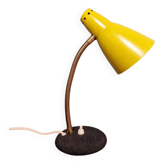 Articulated casserole lamp in brass and yellow and black lacquered metal, 1950s-60s