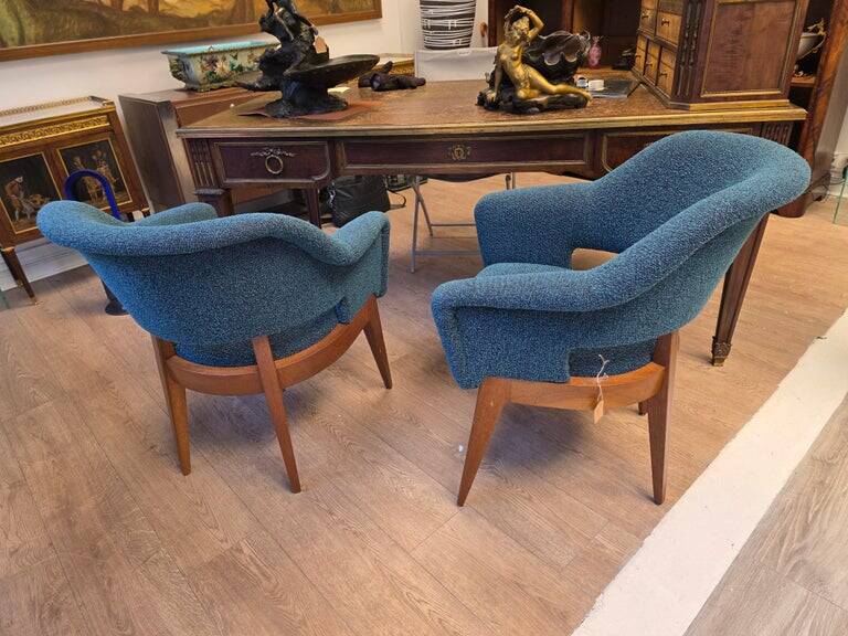 Pair of vintage armchairs by designer Charles Ramos, 1950s.