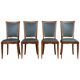 Art Deco set of four Jaguar green wooden and leatherette chairs, circa 1950