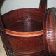 Antique basket in wood and rattan with 3 sections, 1900