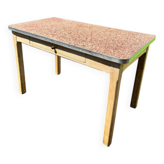 Table en orme blanchi et granité mado 1950