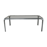 Table basse verre fumé et chrome