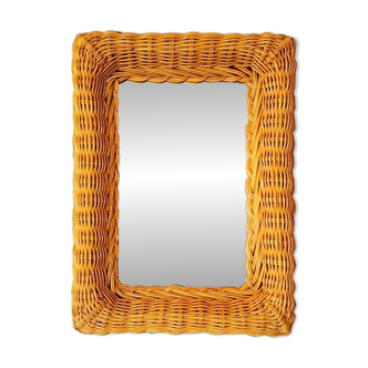 Miroir rectangulaire en osier 1960