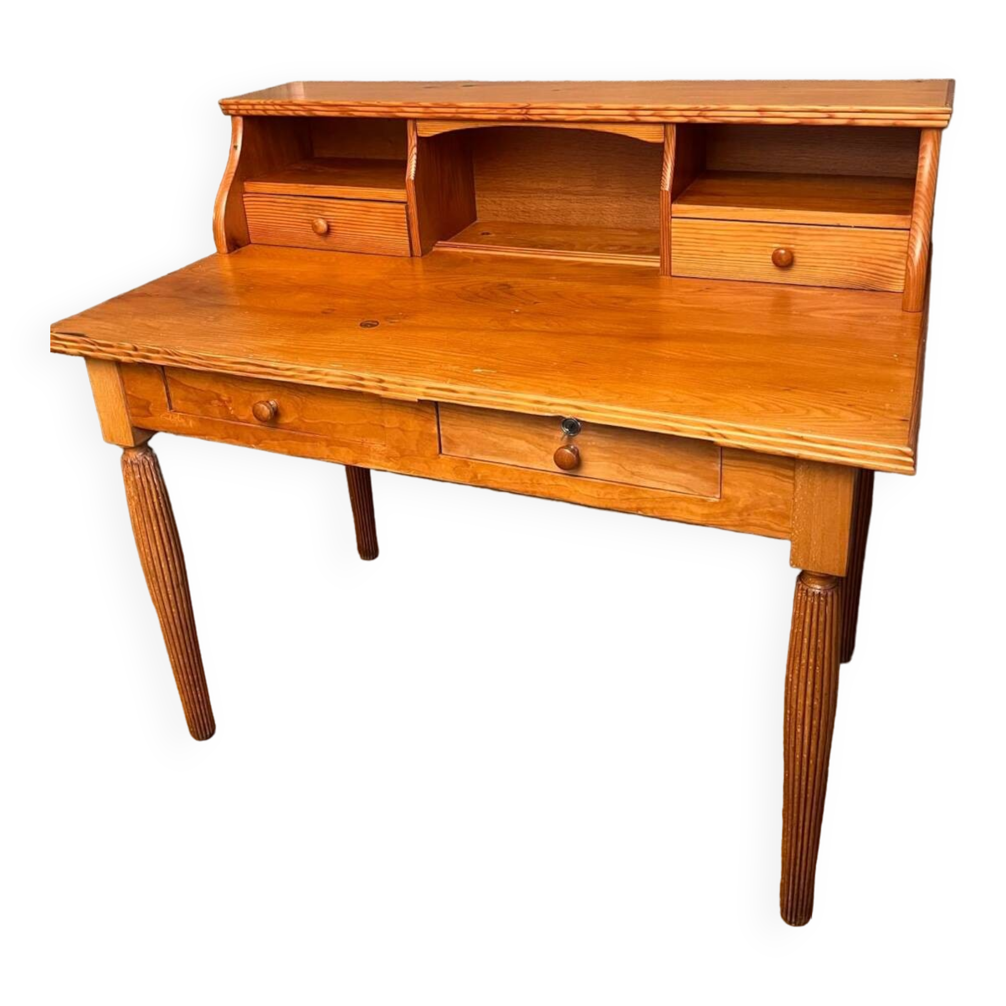 Wooden desk with drawers and storage