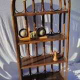 Vintage rattan bookcase shelf