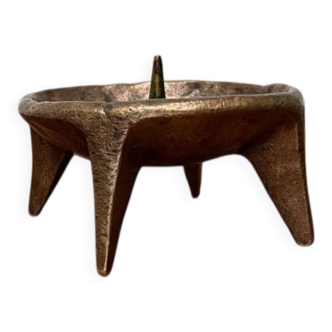 Brutalist Mid-Century Candle Holder in Bronze, 1960s