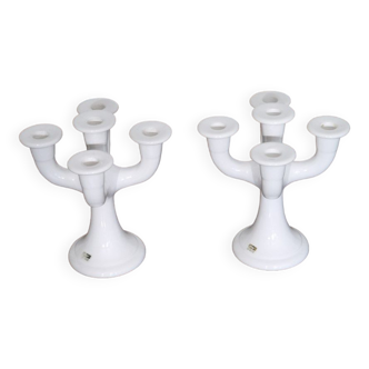 Paire de chandeliers suedois en ceramique de Gulkroken 1970