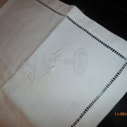 ensemble  nappe lin  et 12 serviettes tables  lin brodees anciennes
