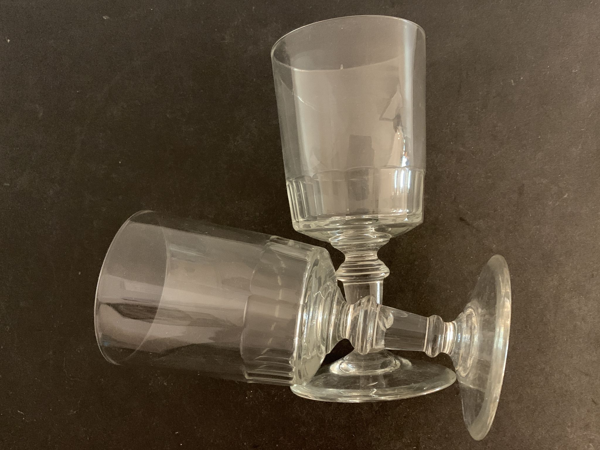12 antique blown stemmed glasses, Mirabeau model of Baccarat