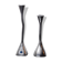 Pair of zigzag candle holders, solid aluminum and polished stone, art3, Spain, 1970