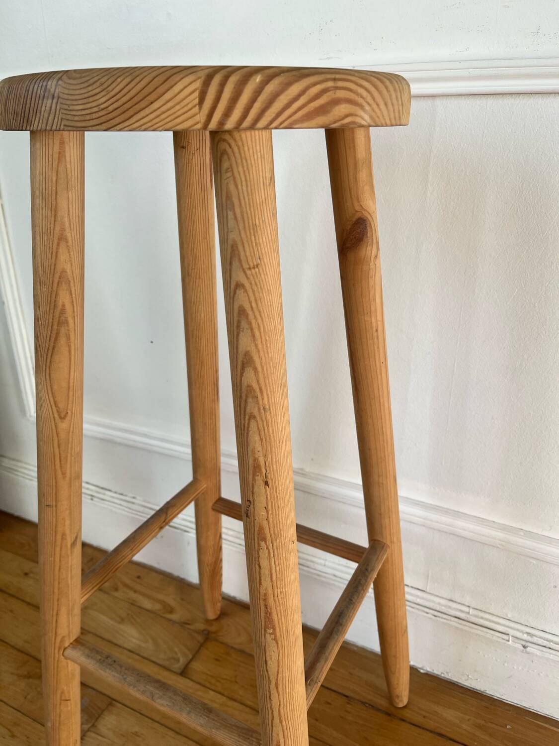 High wooden stool with chalet style