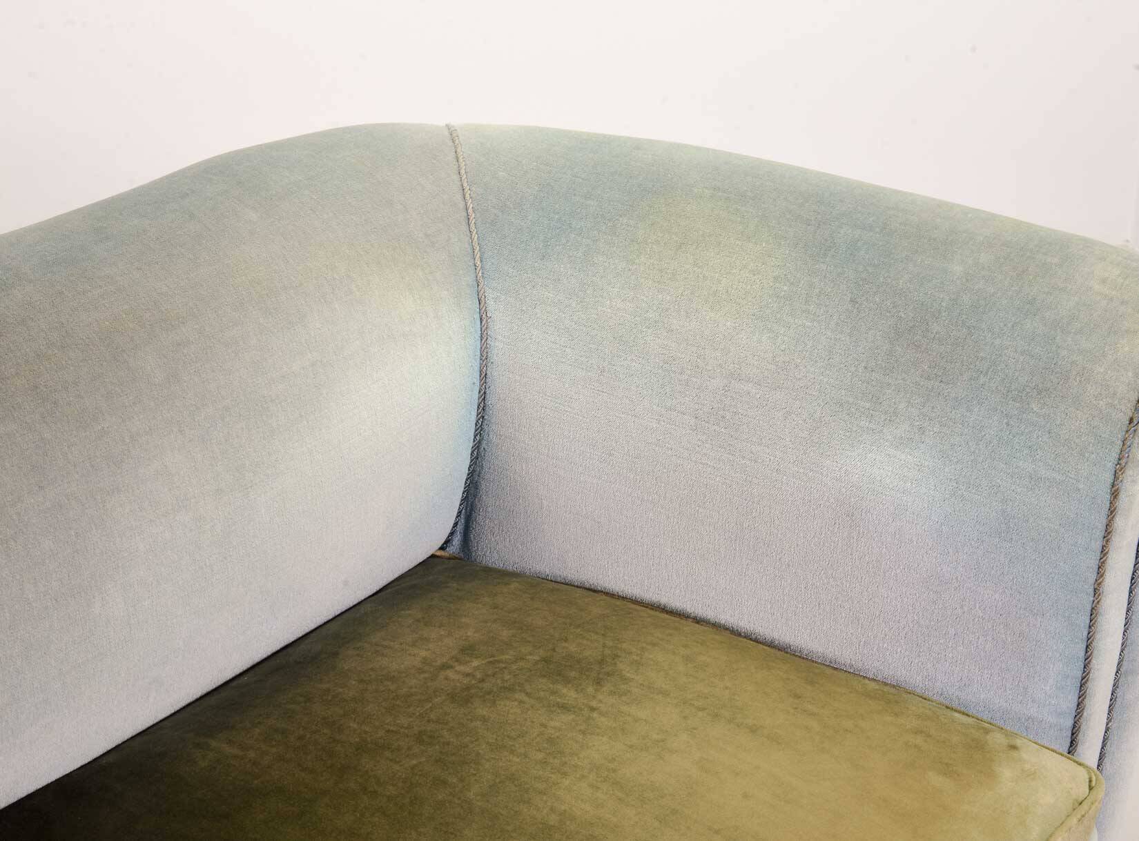 Chesterfield Duotone 2-Seat Sofa in Frosted Blue & Green Velvet 1950s
