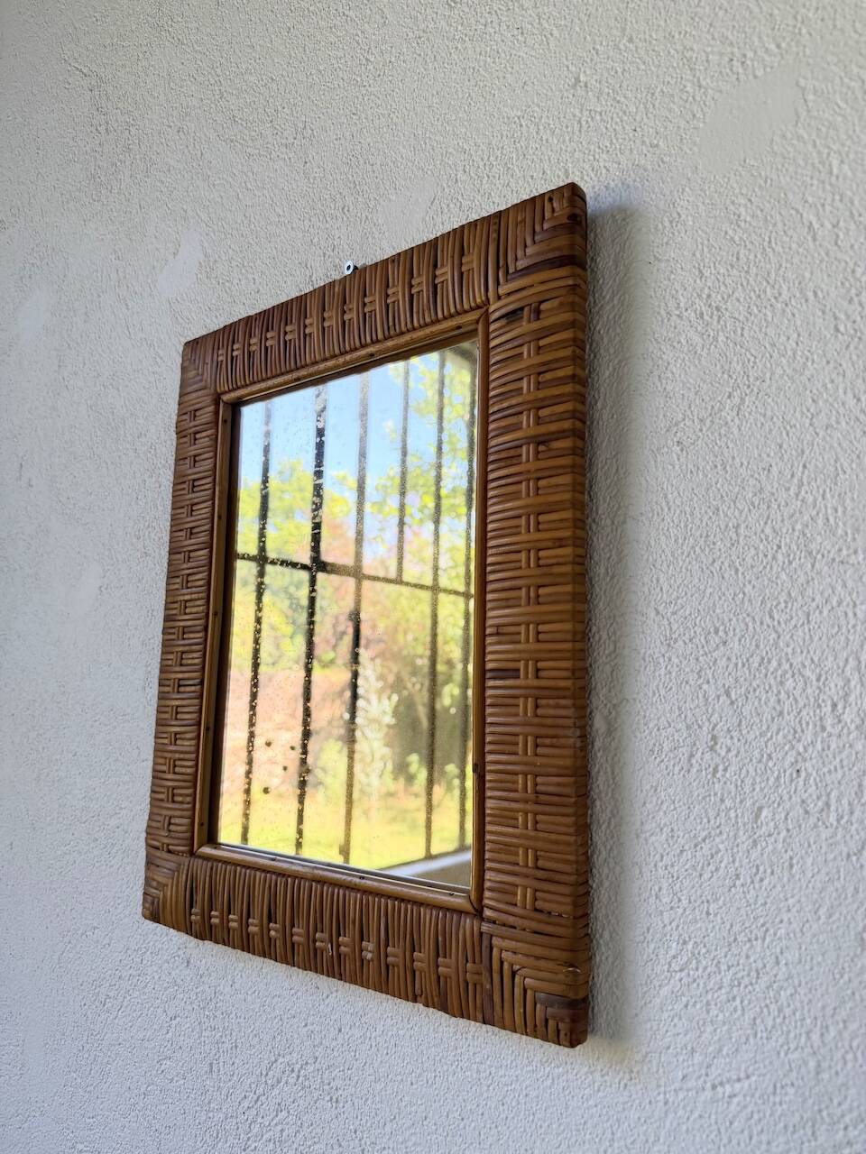 Trio de miroirs osier tressée années 50