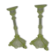 pair of old anise-green glass candlesticks